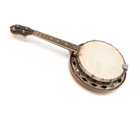 George Formby (British, 1904-1961).  His Gibson UB3 Banjo Ukele (Banjolele), featuring an 8" maple rim, flange resonator, 16 