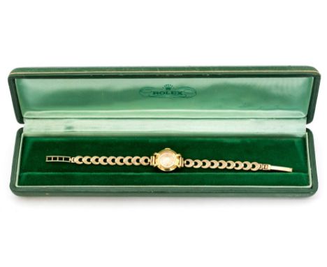 Rolex, a circa 1940's ladies Rolex Precision 18ct gold wristwatch, 1.5cm circular dial with baton and dagger numerals, 9ct go