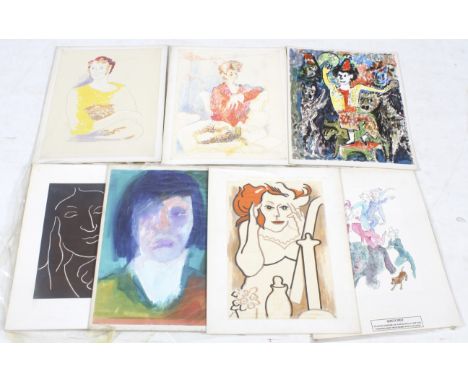 Kendrick Owen (Bristol) eight original paintings. Including a portrait of a woman, 55cm x 40cm