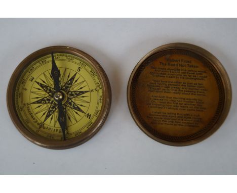 Desk compass, the lid with Robert Burns' poem 'The Road Not Taken'