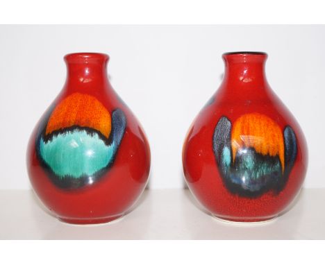 Pair Poole pottery Volcano vases (Height: 14cm)
