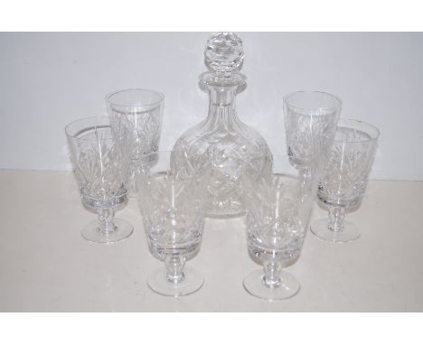 Cut crystal decanter and glass set