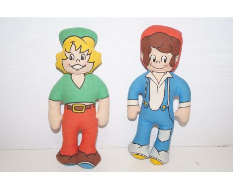 Pair of vintage Bisto kids rag dolls, for the NSPCC 1989, height 22cm