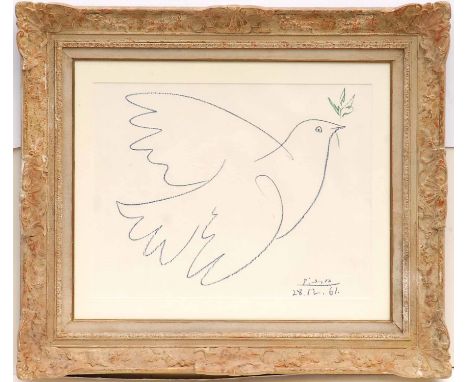 PABLO PICASSO 'Dove of peace', off set lithograph, signed and dated in the plate, 50cm x 70cm, framed and glazed. (Subject to