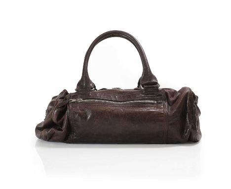 A Balenciaga brown whistle shoulder bag, the exterior in brown leather with central zip closure, silver tone hardware, two ha