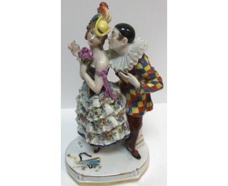 A collection of various Continental porcelain figures and figure groups including "Young artist in flowery jacket and trouser