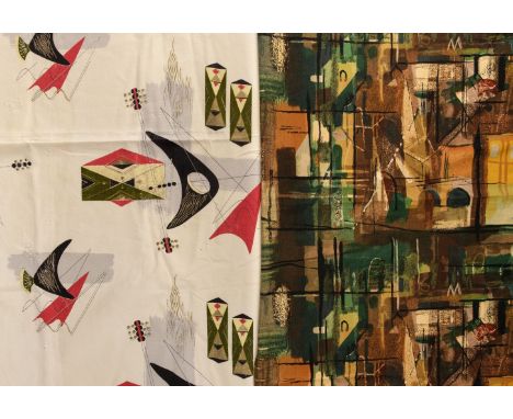 * Piper (John). Stones of Bath, 1960, screen-printed cotton, with abstract design featuring buildings in Bath in shades of gr