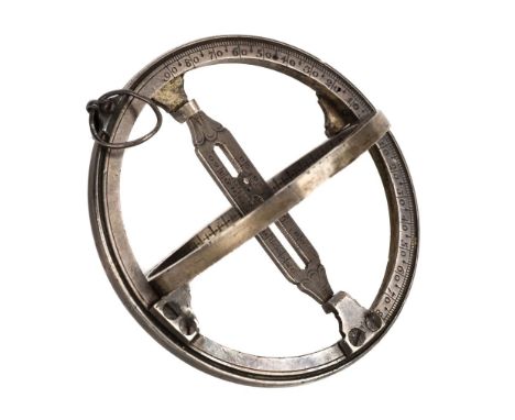 * Pocket Sundial. A Steel Equinoctial Pocket Sundial by Samuel Saunders, [London], mid-18th century, circular ring with inset