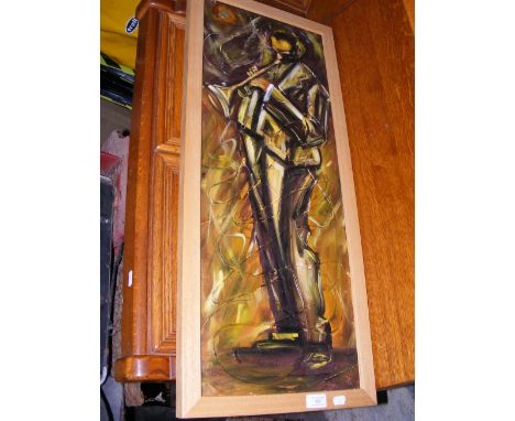 An Impressionist oil on canvas of jazz trumpeter 