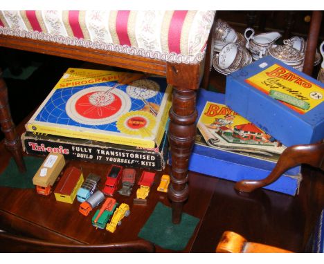 Vintage Bayko building sets, a Spirograph, Tri-onic Electronic Construction Kit and die cast model cars 