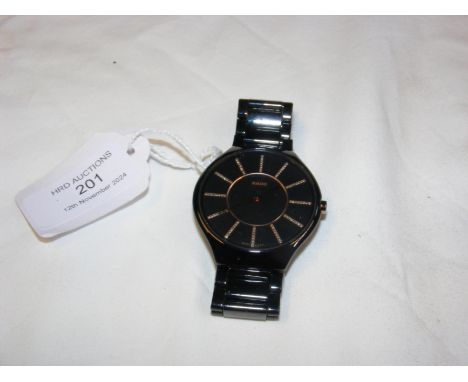 A Rado Swiss made ceramic and diamond mounted wrist watch