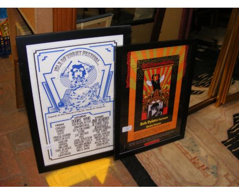 A small 1970's Isle of Wight Festival poster, together with a Bob Dylan and The Band poster  CONDITION REPORT The Isle of Wig