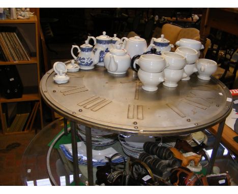 An industrial style circular coffee table - in the form of a clock face - diameter 88cm 