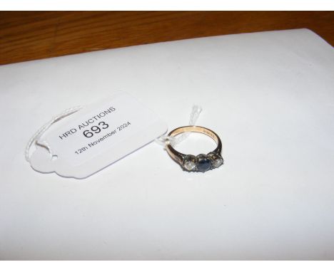 A sapphire and diamond ring in 9ct setting 