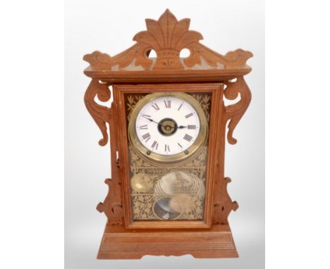 A Victorian style eight day mantel clock, height 55 cm 