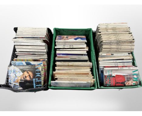 Three crates of vintage Vogue magazines 