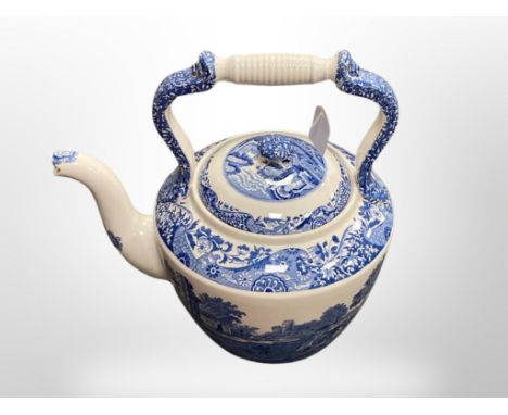 A large Spode Italian blue and white teapot, circa 1970's, height 32 cm 