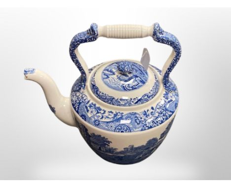 A large Spode Italian blue and white teapot, circa 1970's, height 32 cm 