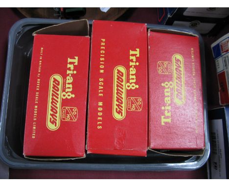Three Boxed "00" Gauge Locomotives by Triang, #R.355Y 0-4-0 industrial locomotive "Connie" yellow livery, #R.355B 0-4-0 indus