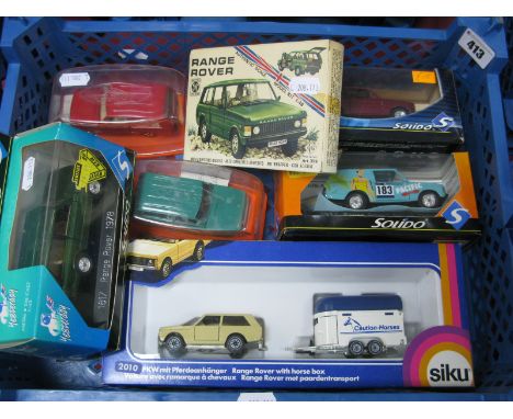 Six Boxed Diecast Model Range Rovers of Varying Scale , by Siku, Solido, Guiltoy, Pilen, including Siku 210 Range Rovers with