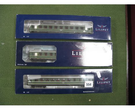 Three Liliput DR Coaches, HO Scale. Boxed. 