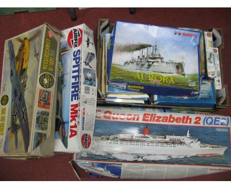 A Quantity of Boxed Plastic Model Kits by Airfix, Revell, Italeri, Heller and Other, of varying scale including Revell #5210 