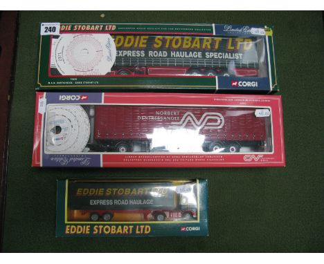 Three Boxed Corgi Diecast Commercial Vehicles, 1:50th scale #75804 M.A.N Curtainside Eddie Stobart, 1:50th scale #75603 Renau