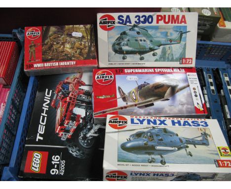 Three Airfix 1:72nd Scale Plastic Model Military Aircraft Kits, including #A68206 Supermarine Spitfire MKIA. Kits may have be