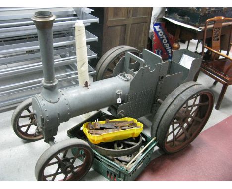 A Part Built 4 inch Scale Live Steam Model of a Charles 'Burrell' Traction Engine, based on plans by P. Filby. Boiler with st