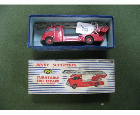 Dinky Toys No. 956 - Turntable Fire Escape, fair. Rust to ladder, boxed. Damp to box. Rare 'Premium Tea' winners leaflet incl