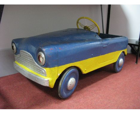 A Mid XX Century Pedal Car, probably of Tri-ang Origin, electric light version although lights are missing, wheels/pedals/ste