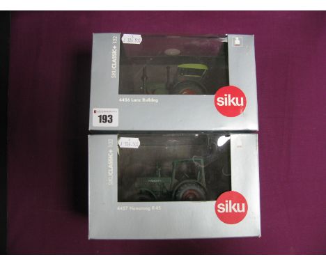 Two Boxed Siku 1:32nd Scale Diecast Model Tractors, #4457 Handmag R45, #4456 Lanz Bulldog.