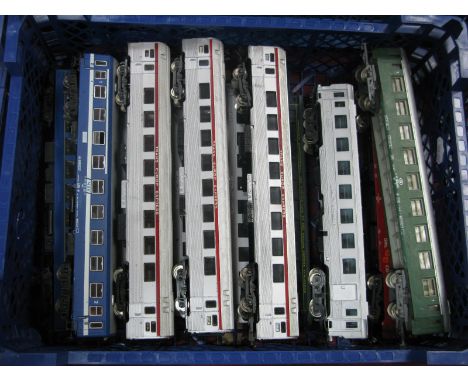 Thirteen 'HO' Scale Continental Outline Eight Wheel Coaches, by Lima and Others, all playworn.