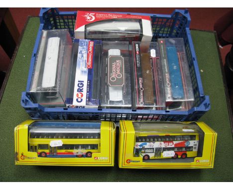 Eight Corgi 1:76th Scale Diecast Model Buses, including #OM46408B Caetano Levante, National Express 202 Swansea, #42712 Van H