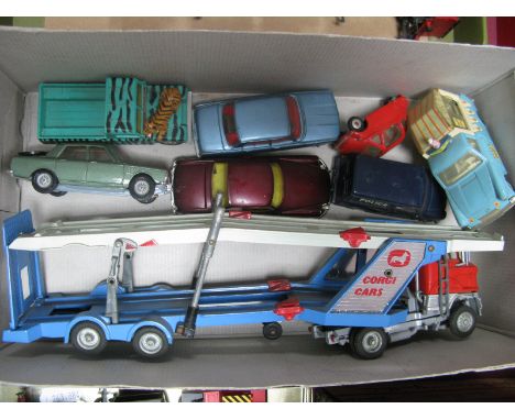 A Small Quantity of Original Corgi Diecast Vehicles, including Ford Thames Ice Cream Van I(non musical) and Police Mini van. 