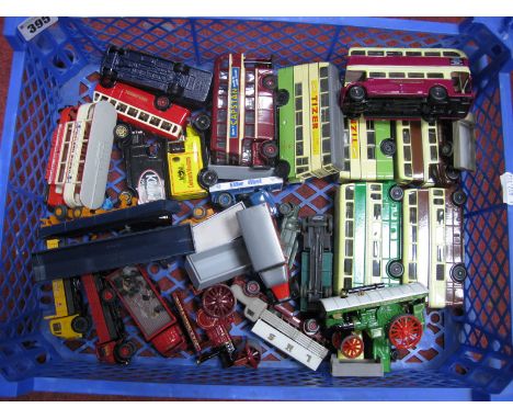 A Quantty of Diecast and Plastic Model Vans and Buses of Varying Scale, by Corgi, EFE, Days Gone, Lledo, Matchbox and others,