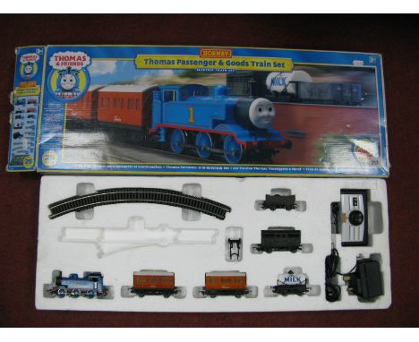 A Boxed Hornby "00" Gauge # Thomas Passenger and Goods Train Set, comprising of Thomas 0-6-0 locomotive, R/No 1, blue livery,
