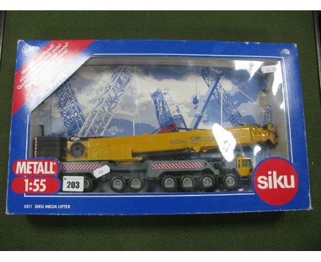 A Boxed Siku 1:55th Scale #4311 Diecast Model Mega Lifter Crane 'Global Construction'.