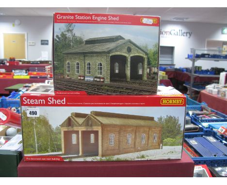 Two Boxed Hornby"00" Scale Skaledale Linside Buildings #R9822, steam shed, #R9840 granite station engine shed.