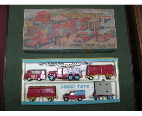 Corgi Toys Gift Set No. 12 - Chipperfield Circus, version with booking office. All vehicles fair/playworn. Boxed, significant