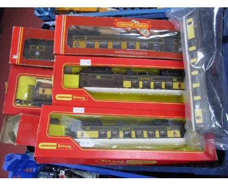 A Quantity of "OO" Gauge Eight Wheeled Coaches, by Triang, Hornby, all Pullman including #R.288 First Class 'Mary', playworn.