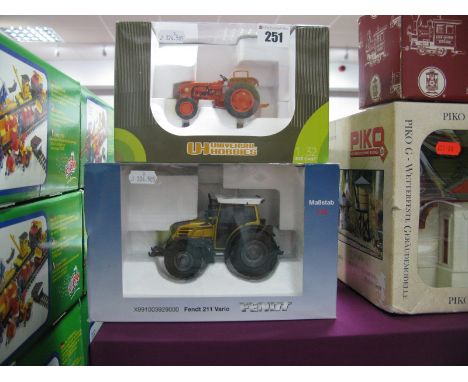 Two Boxed 1:32nd Scale Diecast Tractors, Universal Hobbies #UH2676 Renault D22, Schuco Fendt 211 Vario.