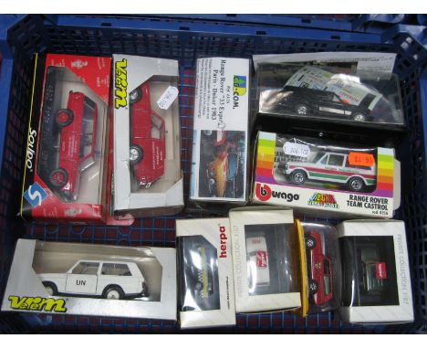 Ten Diecast and Plastic Range Rovers of Varying Scale, by Verem, Herpa, Burago, Solido, Pilen, including #4803 Range Rover 19