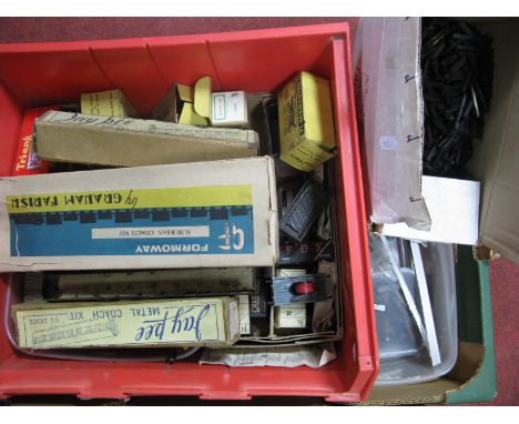 Contents of a Mid XX Century 'OO' Scale Model Engineers Workshop, including track coaches/ accessories among other items. All