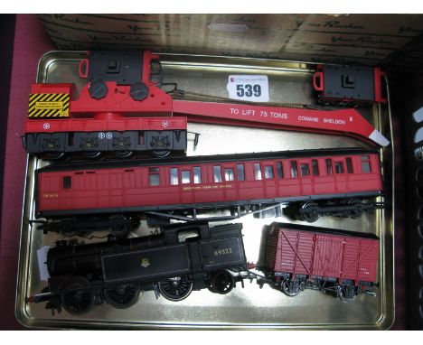 A "OO" Scale Breakdown Train, by Hornby including 0-6-2 Locomotive R/No. 69522, Breakdown Coach and Breakdown Crane.
