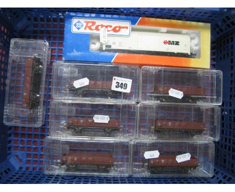 Eight "HO" Scale Freight Wagons In DB and DR Livery, all boxed, by Roco and others