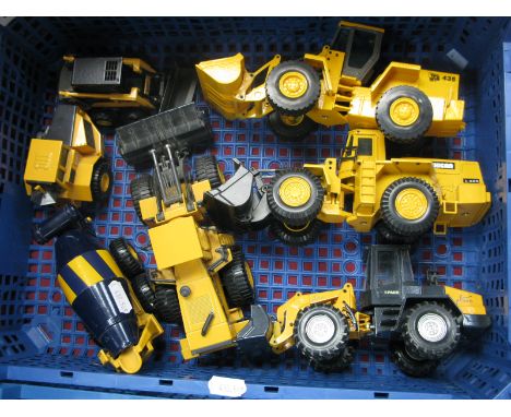 Six Diecast Model Construction  Plant Vehicles by Joal, including #R85B Euclid Dump Truck, #712 Tractor Dumper #A35C Volvo Ar