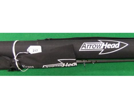 A Michael Evans "Arrow head" 8 ft 9" three piece trout fly rod, together with maker's bag and protective tube