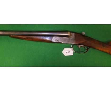A BSA 12 bore shotgun, double barrel side by side, box lock, ejector, (barrels sleeved, by K D Radcliffe of Colchester), 27¾"