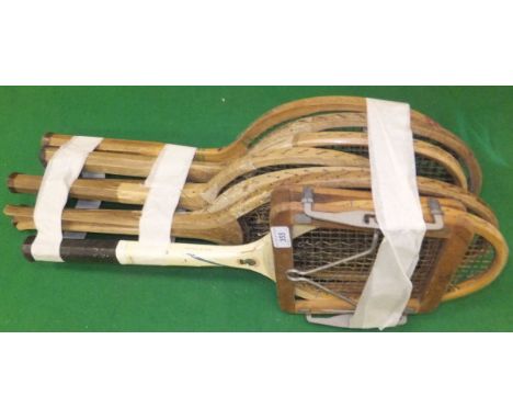 Seven assorted vintage tennis rackets, to include examples by Slazenger